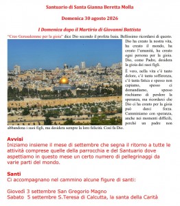 30 agosto I°domenica dopo il martirio di GV Battista